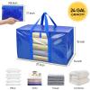 BALEINE 6-Pack Oversized Moving Bags with Reinforced Handles, Heavy-Duty Storage Tote for Clothes, Moving Supplies (Color Stripe with Window, 6-Pack)(Blue)