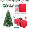 BALEINE 7.5 ft Rolling Christmas Tree Storage Bag, 2 Swivel Wheels for Easy Moving, Heavy Duty 600D Oxford Fabric Extra Large Artificial Christmas Tree Bag with Reinforced Carry Handles (Grey)(Red)