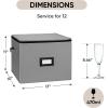 BALEINE China Storage Containers, Sturdy Quilted Wine Glass Storage, Plate Organizer with Carry Handles, Moving Boxes for Dishes, Cups, Mugs and Stemware (Plate Mug Combo, Soft Shell Cream)(Grey)
