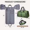 BALEINE Convertible Garment Bag with Shoe Compartment, 2 in 1 Carry on Garment Duffle Bags for Travel, Suit Bag for Men Women (Black)(Green)