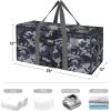 BALEINE Extra Large Storage Tote with Zippers & Carrying Handles, Heavy-Duty Oxford Fabric Moving Bags for Laundry, Space Saving, Storage, Spring Stroll(Grey Camouflage)