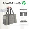 BALEINE Extra Large Utility Tote Bag with Wire Frame for Storage (Black, 22”x12”x10”)(Beige)