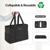 BALEINE Extra Large Utility Tote Bag with Wire Frame for Storage (Black, 22”x12”x10”)(Black)
