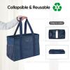 BALEINE Extra Large Utility Tote Bag with Wire Frame for Storage (Black, 22”x12”x10”)(Blue)