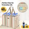 BALEINE Extra Large Utility Tote Bag with Wire Frame for Storage (Black, 22”x12”x10”)(Color Strip)