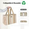 BALEINE Extra Large Utility Tote Bag with Wire Frame for Storage (Black, 22”x12”x10”)(Color Strip)