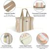 BALEINE Extra Large Utility Tote Bag with Wire Frame for Storage (Black, 22”x12”x10”)(Color Strip)