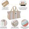 BALEINE Extra Large Utility Tote Bag with Wire Frame for Storage (Black, 22”x12”x10”)(Color Stripe)