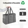 BALEINE Extra Large Utility Tote Bag with Wire Frame for Storage (Black, 22”x12”x10”)(Grey)