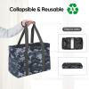 BALEINE Extra Large Utility Tote Bag with Wire Frame for Storage (Black, 22”x12”x10”)(Grey Camouflage)