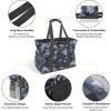 BALEINE Extra Large Utility Tote Bag with Wire Frame for Storage (Black, 22”x12”x10”)(Grey Camouflage)