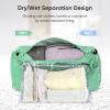 BALEINE Gym Bag for Women and Men, Duffel Bag for Sports, Gyms and Weekend Getaway, Waterproof Dufflebag with Shoe and Wet Clothes Compartments, Lightweight Carryon Gymbag (Green)(Green)