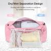 BALEINE Gym Bag for Women and Men, Duffel Bag for Sports, Gyms and Weekend Getaway, Waterproof Dufflebag with Shoe and Wet Clothes Compartments, Lightweight Carryon Gymbag (Green)(Pink)