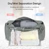 BALEINE Gym Bag for Women and Men, Duffel Bag for Sports, Gyms and Weekend Getaway, Waterproof Dufflebag with Shoe and Wet Clothes Compartments, Lightweight Carryon Gymbag (Green)(Silver)