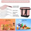 BALEINE Large 45-Can Cooler Bags Insulated, PEVA Soft Cooler Tote Bag, Insulated Grocery Bags with Zippered Top (10.5 Gallon,Pink)(Black)