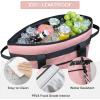 BALEINE Large 45-Can Cooler Bags Insulated, PEVA Soft Cooler Tote Bag, Insulated Grocery Bags with Zippered Top (10.5 Gallon,Pink)(Grey)