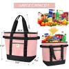 BALEINE Large 45-Can Cooler Bags Insulated, PEVA Soft Cooler Tote Bag, Insulated Grocery Bags with Zippered Top (10.5 Gallon,Pink)(Orange)