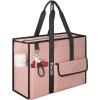 BALEINE Large Utility Tote Bag with Reinforced Bottom, Multi Pockets Foldable Tote Bag for Nurse, Travel, Work(Pink)