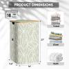 BALEINE Laundry Hamper with Lid, Tall Laundry Baskets with Bamboo Pull Handles, Large Laundry Bin with Internal Support (36 Gal/140L, Grey)(Antique Foliage)