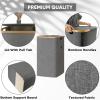 BALEINE Laundry Hamper with Lid, Tall Laundry Baskets with Bamboo Pull Handles, Large Laundry Bin with Internal Support (36 Gal/140L, Grey)(Beige)