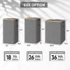 BALEINE Laundry Hamper with Lid, Tall Laundry Baskets with Bamboo Pull Handles, Large Laundry Bin with Internal Support (36 Gal/140L, Grey)(Beige)