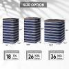 BALEINE Laundry Hamper with Lid, Tall Laundry Baskets with Bamboo Pull Handles, Large Laundry Bin with Internal Support (36 Gal/140L, Grey)(Blue Pinstripe)