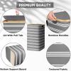 BALEINE Laundry Hamper with Lid, Tall Laundry Baskets with Bamboo Pull Handles, Large Laundry Bin with Internal Support (36 Gal/140L, Grey)(Grey Pinstripe)