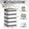 BALEINE Laundry Hamper with Lid, Tall Laundry Baskets with Bamboo Pull Handles, Large Laundry Bin with Internal Support (36 Gal/140L, Grey)(Grey Stripe)