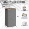 BALEINE Laundry Hamper with Lid, Tall Laundry Baskets with Bamboo Pull Handles, Large Laundry Bin with Internal Support (36 Gal/140L, Grey)(Pink)