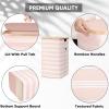 BALEINE Laundry Hamper with Lid, Tall Laundry Baskets with Bamboo Pull Handles, Large Laundry Bin with Internal Support (36 Gal/140L, Grey)(Pink Pinstripe)