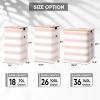 BALEINE Laundry Hamper with Lid, Tall Laundry Baskets with Bamboo Pull Handles, Large Laundry Bin with Internal Support (36 Gal/140L, Grey)(Pink Stripe)