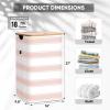 BALEINE Laundry Hamper with Lid, Tall Laundry Baskets with Bamboo Pull Handles, Large Laundry Bin with Internal Support (36 Gal/140L, Grey)(Pink Stripe)