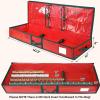 BALEINE SOFT Christmas Wrapping Paper Storage Bag, 40″ Durable PE Gift Wrap Storage Bag with Flexible Partitions and Pockets for Ribbon, Accessories (Red)(Red)