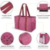 BALEINE Soft 9 Gallon Extra Large Utility Tote, Foldable Reusable Storage Bag (Color Stripe)(Berry Pink)