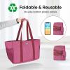 BALEINE Soft 9 Gallon Extra Large Utility Tote, Foldable Reusable Storage Bag (Color Stripe)(Berry Pink)
