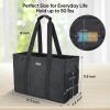 BALEINE Soft 9 Gallon Extra Large Utility Tote, Foldable Reusable Storage Bag (Color Stripe)(Charcoal Black)