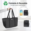 BALEINE Soft 9 Gallon Extra Large Utility Tote, Foldable Reusable Storage Bag (Color Stripe)(Charcoal Black)