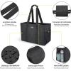 BALEINE Soft 9 Gallon Extra Large Utility Tote, Foldable Reusable Storage Bag (Color Stripe)(Charcoal Black)