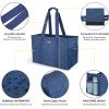 BALEINE Soft 9 Gallon Extra Large Utility Tote, Foldable Reusable Storage Bag (Color Stripe)(Denim Blue)