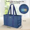 BALEINE Soft 9 Gallon Extra Large Utility Tote, Foldable Reusable Storage Bag (Color Stripe)(Denim Blue)