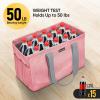 BALEINE Soft 9 Gallon Extra Large Utility Tote, Foldable Reusable Storage Bag (Color Stripe)(Peach Pink)