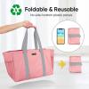 BALEINE Soft 9 Gallon Extra Large Utility Tote, Foldable Reusable Storage Bag (Color Stripe)(Peach Pink)