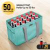 BALEINE Soft 9 Gallon Extra Large Utility Tote, Foldable Reusable Storage Bag (Color Stripe)(Sea Green)