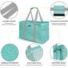 BALEINE Soft 9 Gallon Extra Large Utility Tote, Foldable Reusable Storage Bag (Color Stripe)(Sea Green)