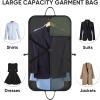 BALEINE Travel Garment Bag, Travel Suit Bag for Men, 42” Waterproof Carry on Garment Bag for Hanging Clothes, Garment Duffel Bag for Travel Business (Brown)(Green)