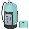 BALEINE 120L Laundry Bag Backpack, 900D Oxford Fabric Large Travel Laundry Bags with Shoulder Straps and 2 Mesh Pockets for College Dorm, Apartment, Laundromat (Gray, 120L)(Sky Blue)