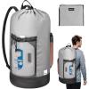 BALEINE 120L Laundry Bag Backpack, 900D Oxford Fabric Large Travel Laundry Bags with Shoulder Straps and 2 Mesh Pockets for College Dorm, Apartment, Laundromat (Gray, 120L)(Gray)