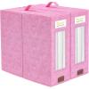 BALEINE 2 Pack Bed Sheet Organizers and Storage with Window, Foldable Bed Sheet Organizer for King Queen Size, Linen Closet Organizer, Sheet Storage Organizer for Blankets, Towels, Covers (Grey)(Pink)