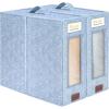 BALEINE 2 Pack Bed Sheet Organizers and Storage with Window, Foldable Bed Sheet Organizer for King Queen Size, Linen Closet Organizer, Sheet Storage Organizer for Blankets, Towels, Covers (Grey)(Blue)