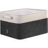 BALEINE 2 Pack Fabric Storage Bins for Shelves, Linen Storage Baskets for Organizing, Decorative Closet Bins for Clothes, Home (Grey, 15″x11″x9.5″)(Black)